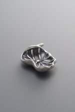 925 Sterling Silver-Antiqued-Lotus Leaf Pendant-15mm - Image 2