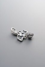 925 Sterling Silver-Antiqued-Lotus Leaf and Lotus Flower Pendant-22mm