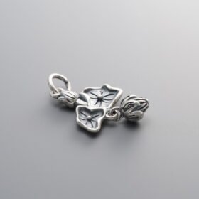 925 Sterling Silver-Antiqued-Lotus Leaf and Lotus Flower Pendant-22mm
