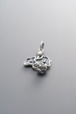925 Sterling Silver-Antiqued-Lotus Leaf and Lotus Flower Pendant-22mm - Image 3