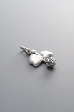 925 Sterling Silver-Antiqued-Lotus Leaf and Lotus Flower Pendant-22mm - Image 2
