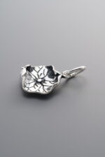 925 Sterling Silver-Antiqued-Lotus Leaf Pendant-14mm - Image 4