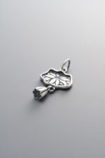 925 Sterling Silver-Antiqued-Lotus Leaf and Lotus Flower Pendant-22mm - Image 3
