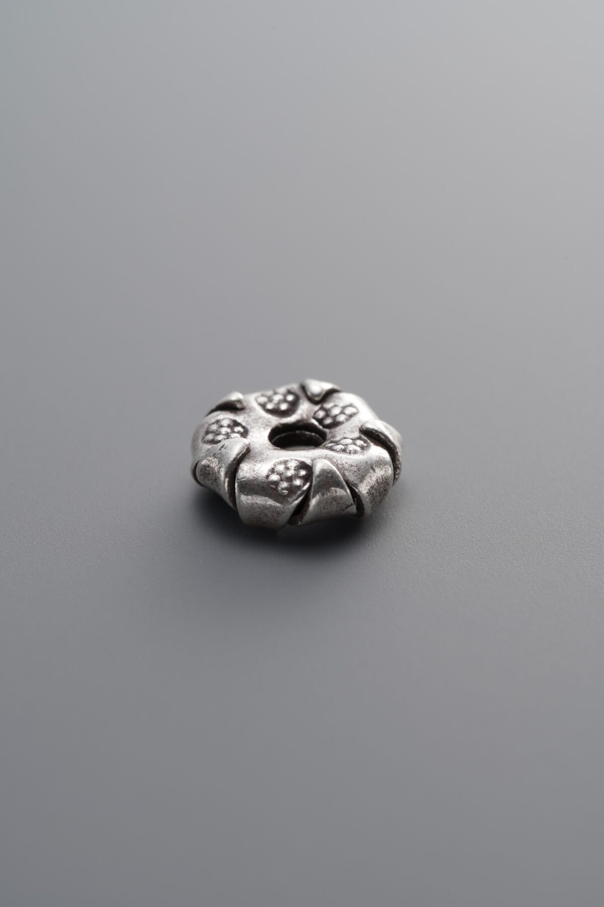 925 Sterling Silver-Antiqued-Flat Flower Bud Spacer Bead-8mm - Image 3