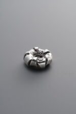 925 Sterling Silver-Antiqued-Flat Flower Bud Spacer Bead-9mm - Image 4