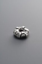 925 Sterling Silver-Antiqued-Flat Flower Bud Spacer Bead-9mm - Image 3