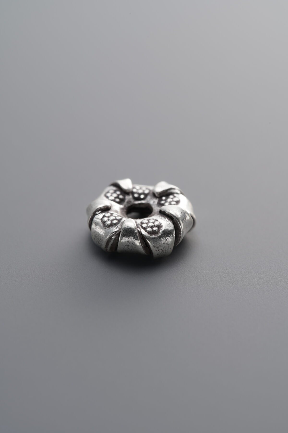 925 Sterling Silver-Antiqued-Flat Flower Bud Spacer Bead-9mm - Image 2