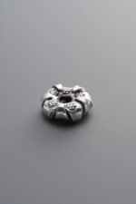 925 Sterling Silver-Antiqued-Flat Flower Bud Spacer Bead-9mm - Image 2