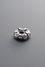 925 Sterling Silver-Antiqued-Flat Flower Bud Spacer Bead-9mm - Image 2