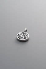 925 Sterling Silver-Antiqued-Sun Square Plaque Pendant-11mm - Image 2