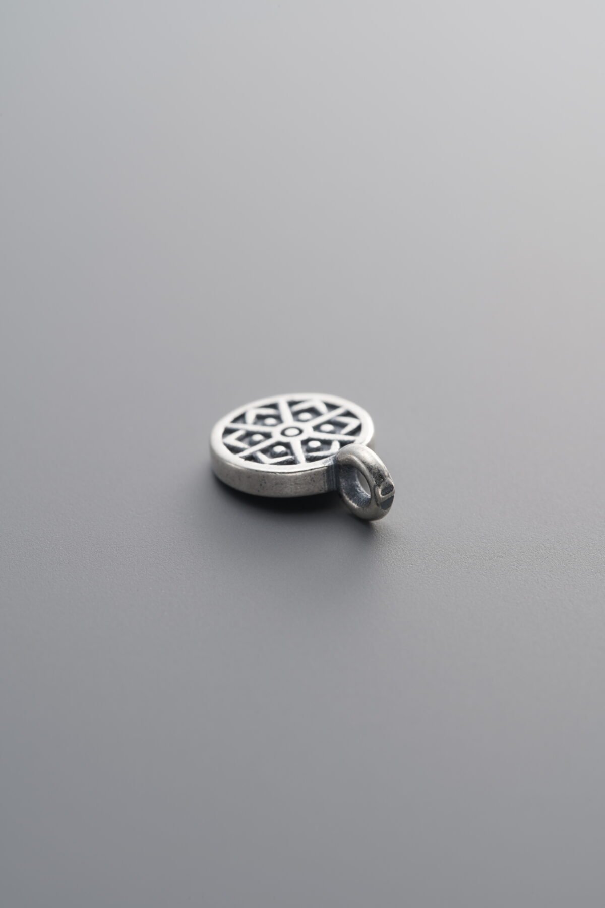 925 Sterling Silver-Antiqued-Sun Square Plaque Pendant-11mm - Image 3