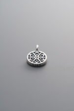 925 Sterling Silver-Antiqued-Sun Square Plaque Pendant-11mm