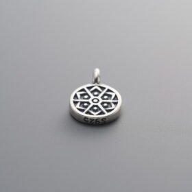 925 Sterling Silver-Antiqued-Sun Square Plaque Pendant-11mm