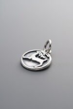 925 Sterling Silver-Antiqued-Petite Deer Square Plaque Pendant-14mm - Image 3