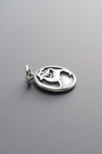 925 Sterling Silver-Antiqued-Petite Deer Square Plaque Pendant-14mm - Image 2