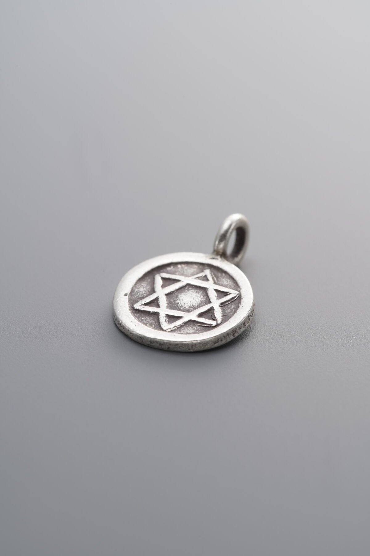 925 Sterling Silver-Antiqued-Five-Pointed Star Square Plaque Pendant-15mm - Image 1