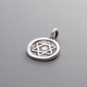 925 Sterling Silver-Antiqued-Five-Pointed Star Square Plaque Pendant-15mm