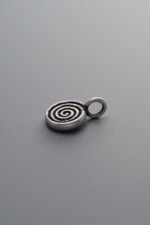 925 Silver-Vintage-Spiral Round Plate Pendant-10mm