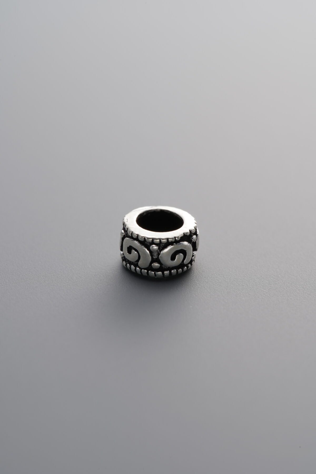 925 Sterling Silver-Antiqued-Spiral Pattern Spacer Bead-5mm - Image 1