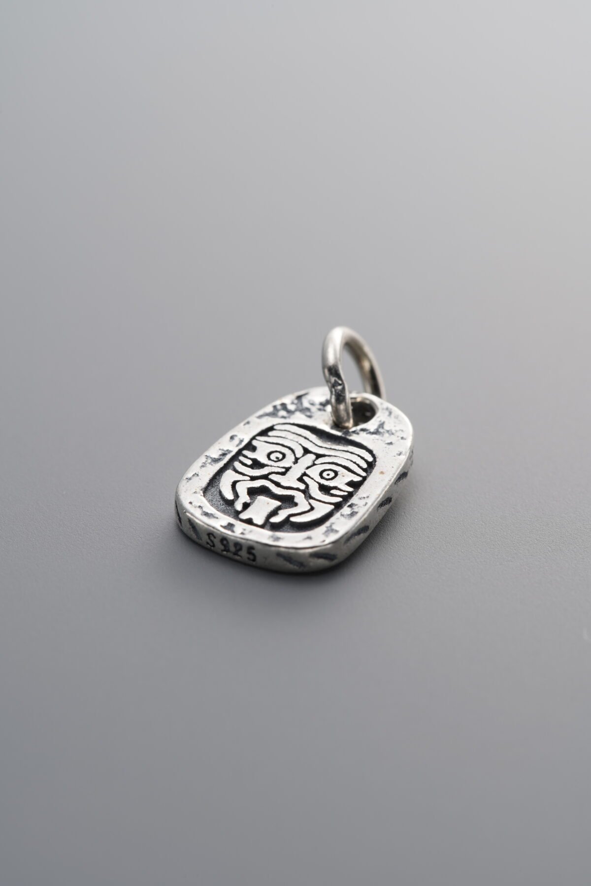 925 Sterling Silver-Antiqued-Zakiram Plaque Pendant-12mm - Image 1