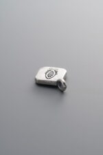 925 Sterling Silver-Antiqued-Fish Square Plaque Pendant-12mm - Image 3