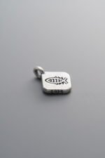 925 Silver-Vintage-Fish Square Plate Pendant-12mm