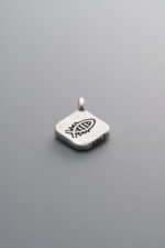 925 Sterling Silver-Antiqued-Fish Square Plaque Pendant-12mm - Image 2