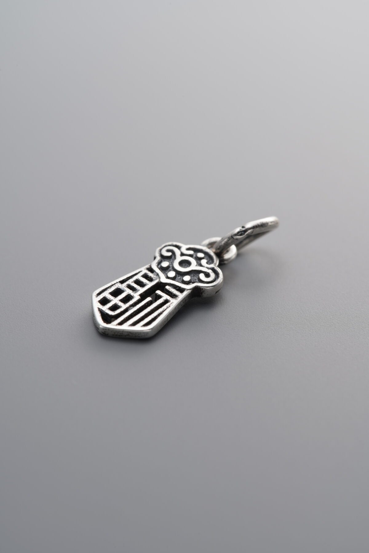 925 Sterling Silver-Antiqued-Fu Character Sword Pendant-14mm - Image 2
