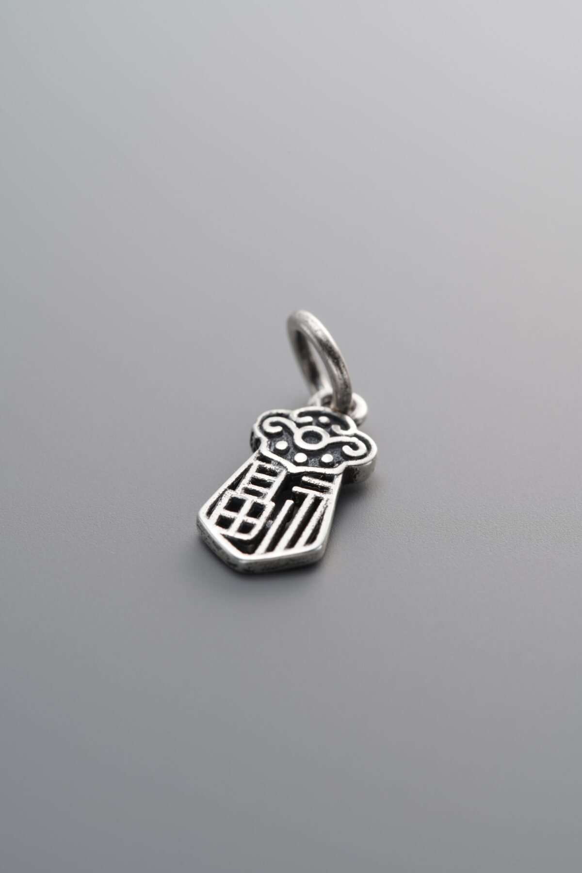 925 Sterling Silver-Antiqued-Fu Character Sword Pendant-14mm - Image 1