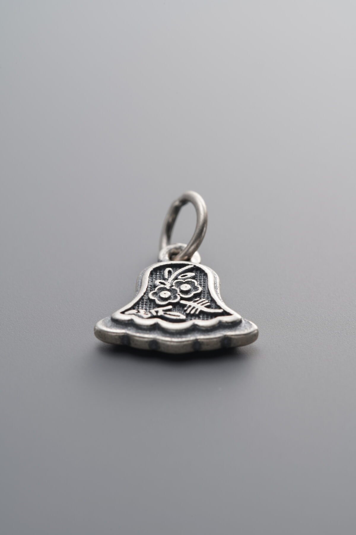 925 Sterling Silver-Antiqued-Skirt Pendant-13mm - Image 1