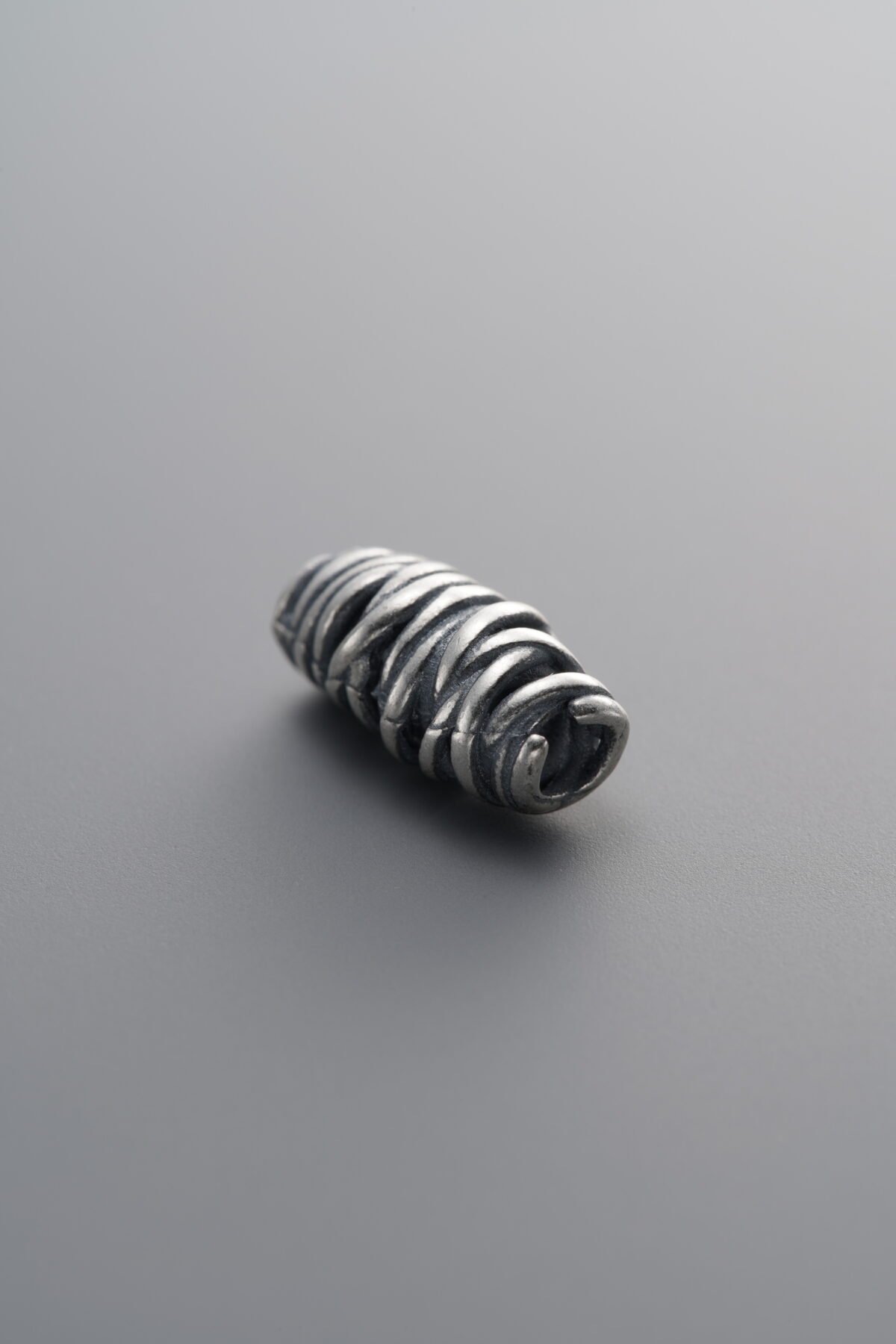 925 Sterling Silver-Antiqued-Wrapped Barrel Bead-12mm - Image 3