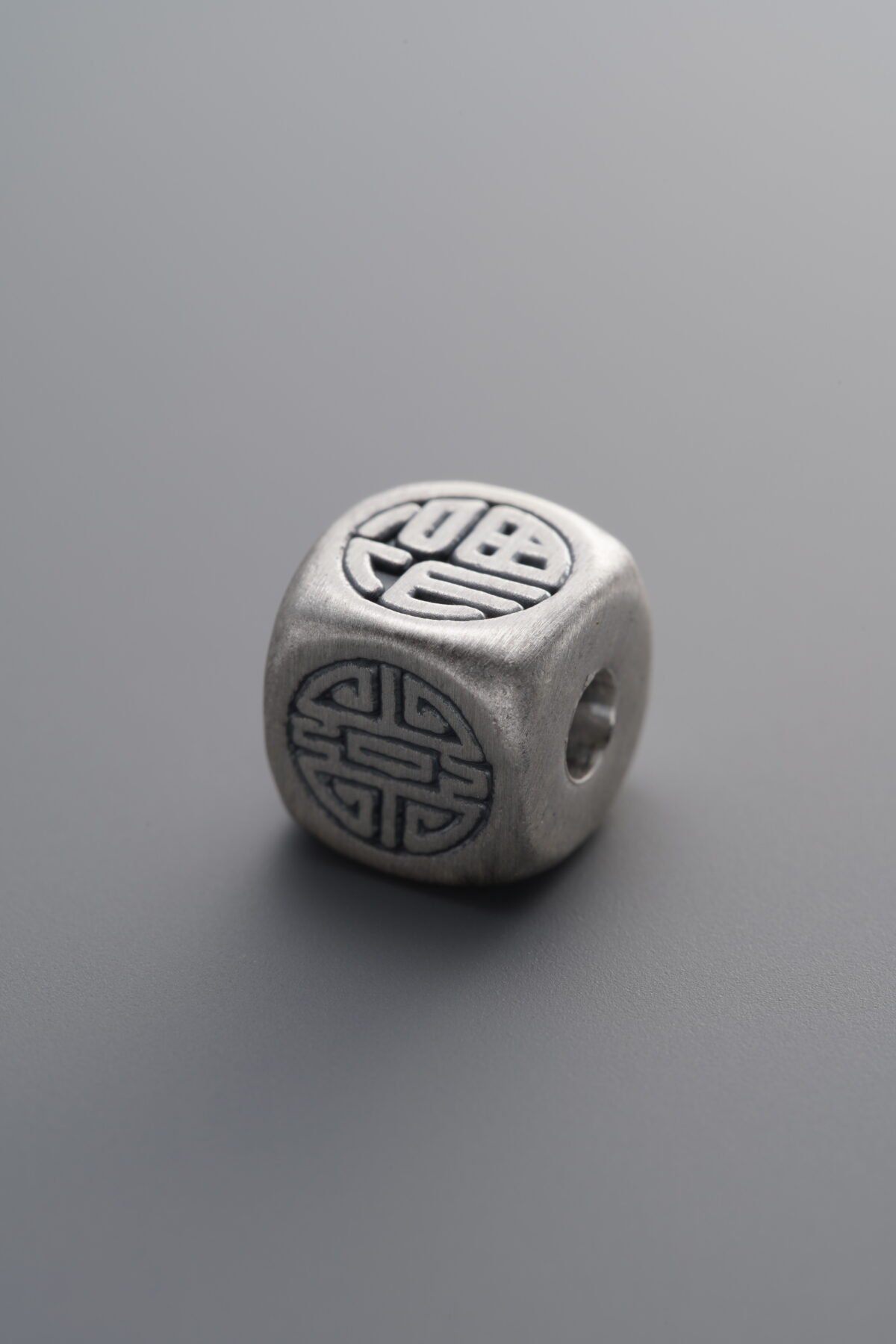 925 Sterling Silver-Antiqued-Fu Character Spacer Bead-8mm - Image 1