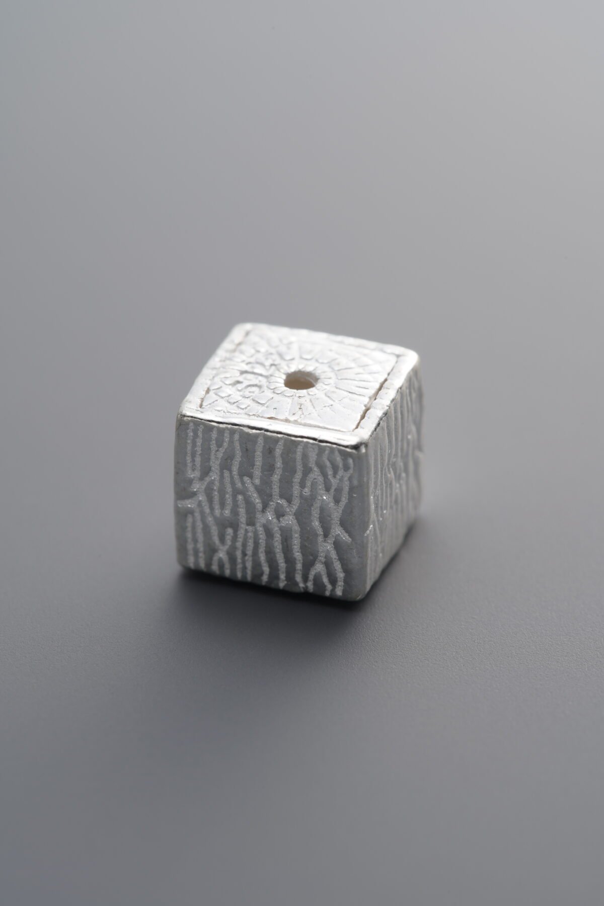 925 Sterling Silver-Bright-Striped Square Spacer Bead-8mm - Image 1