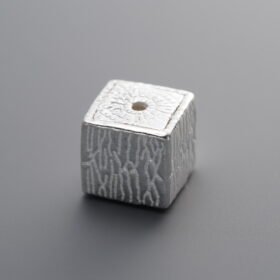 925 Sterling Silver-Bright-Striped Square Spacer Bead-8mm