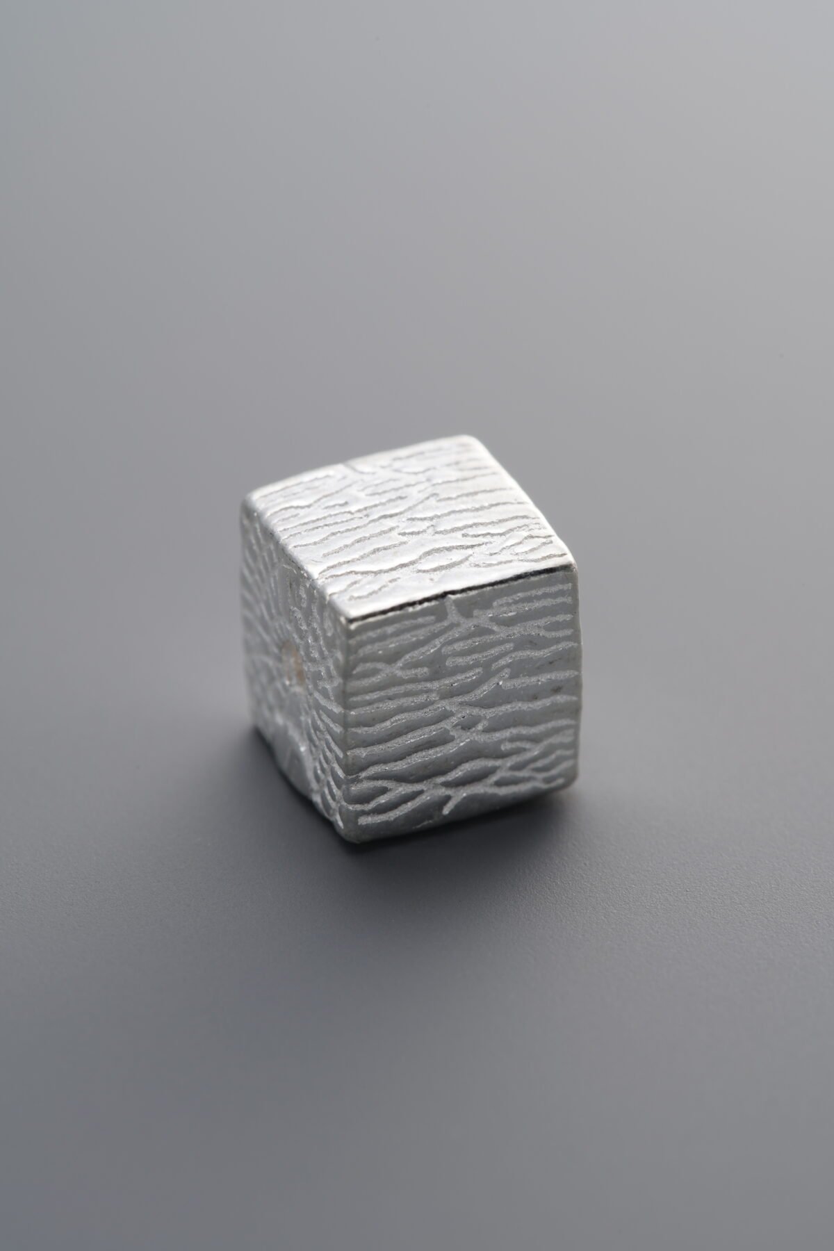 925 Sterling Silver-Bright-Striped Square Spacer Bead-8mm - Image 2