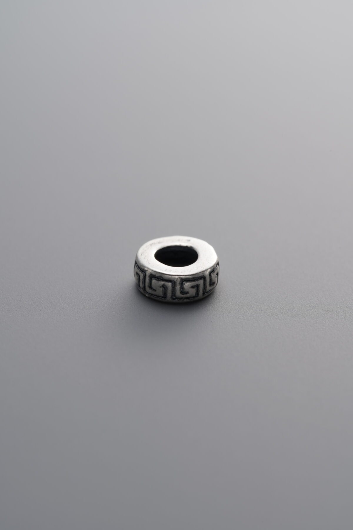 925 Sterling Silver-Antiqued-Key Pattern Spacer Bead-6mm - Image 4