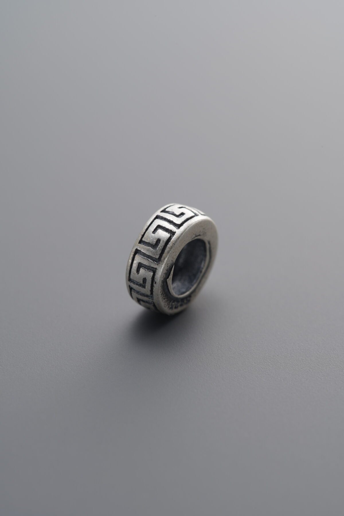 925 Sterling Silver-Antiqued-Key Pattern Spacer Bead-8mm - Image 1