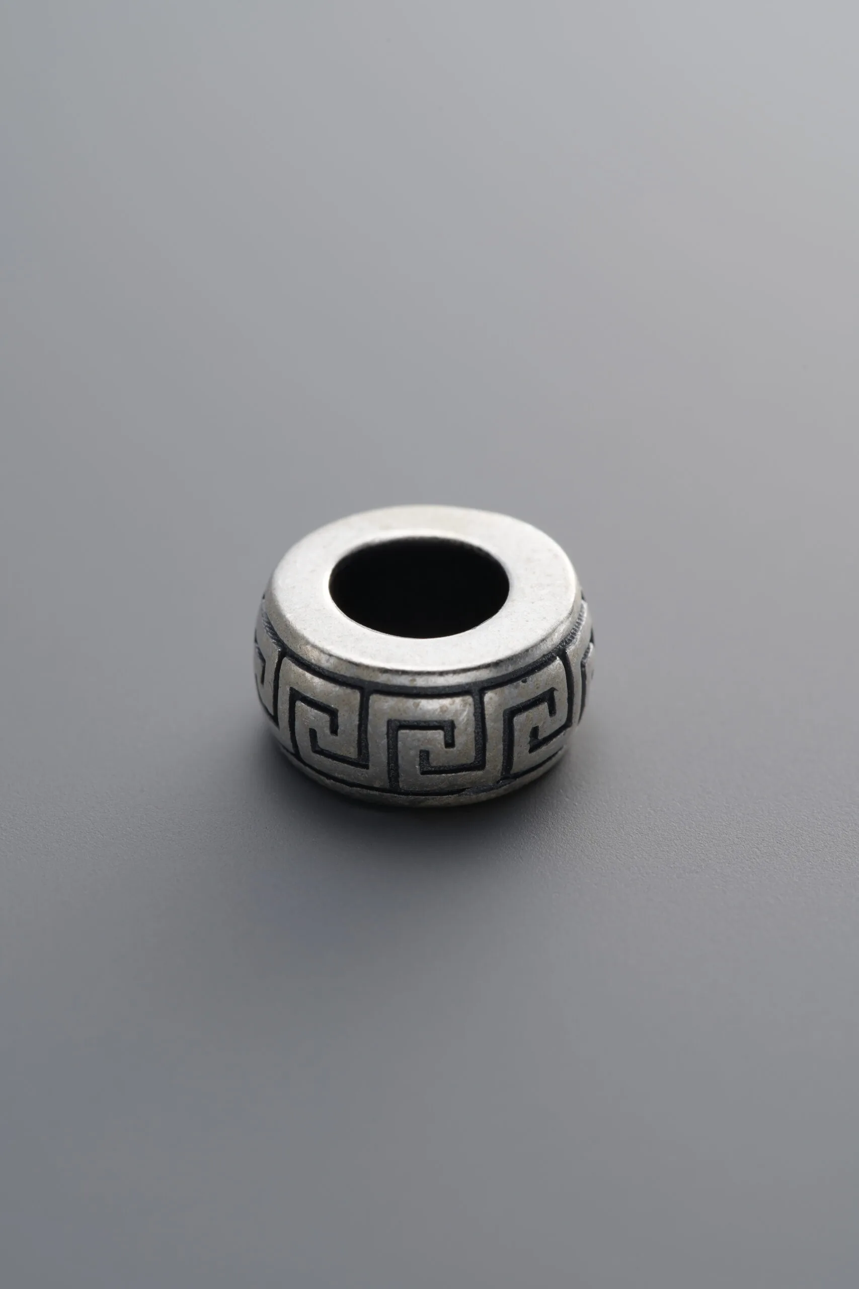 925 Sterling Silver-Antiqued-Key Pattern Spacer Bead-10mm - Image 2