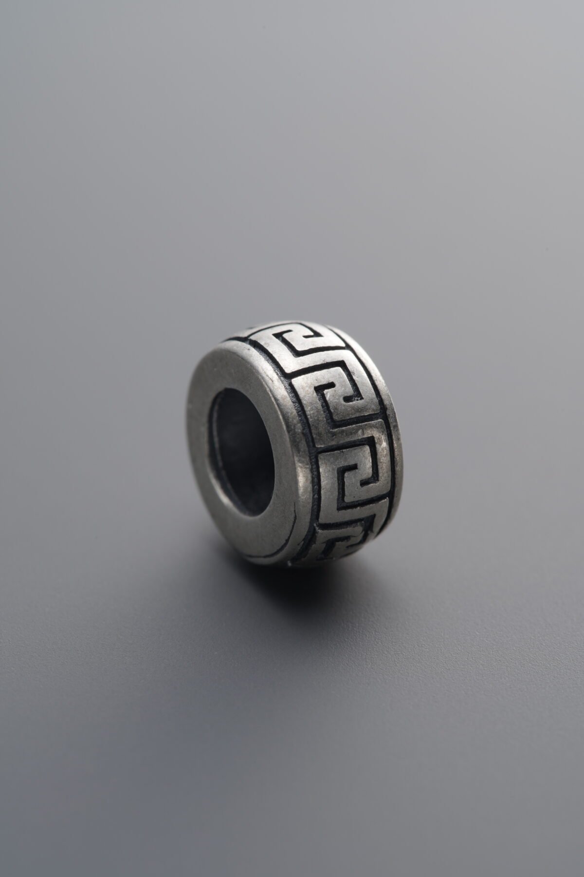 925 Sterling Silver-Antiqued-Key Pattern Spacer Bead-10mm - Image 1
