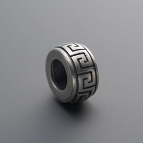 925 Sterling Silver-Antiqued-Key Pattern Spacer Bead-10mm