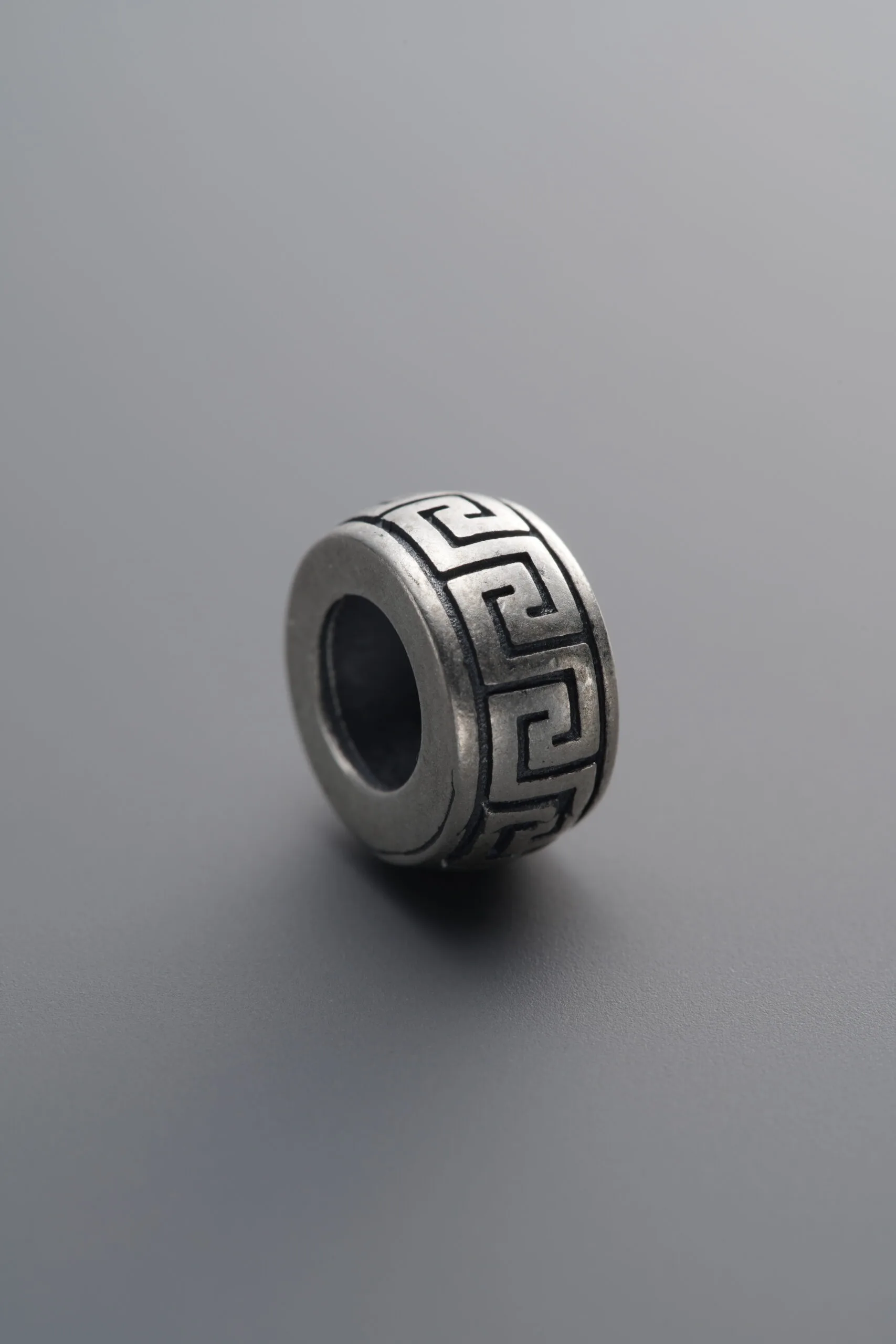 925 Sterling Silver-Antiqued-Key Pattern Spacer Bead-10mm - Image 1