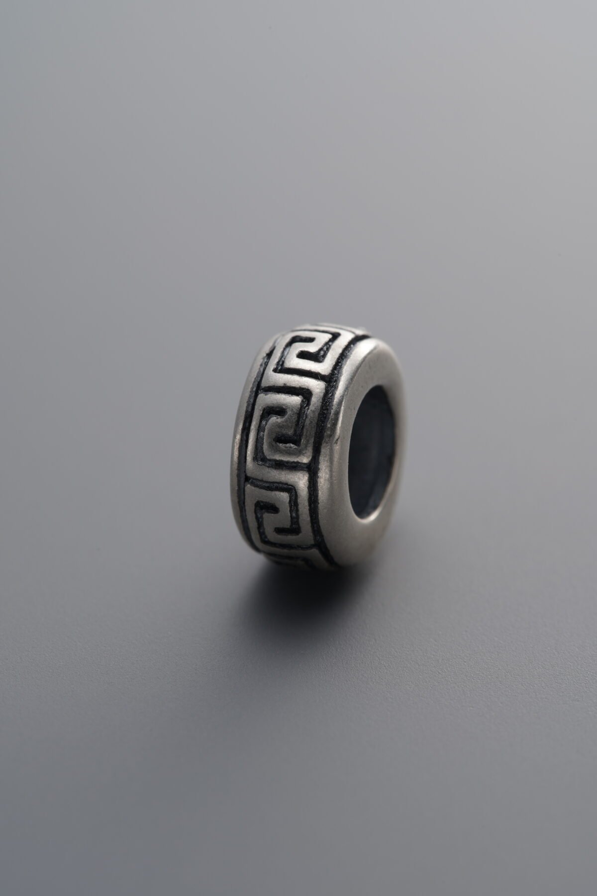 925 Sterling Silver-Antiqued-Key Pattern Spacer Bead-10mm - Image 3