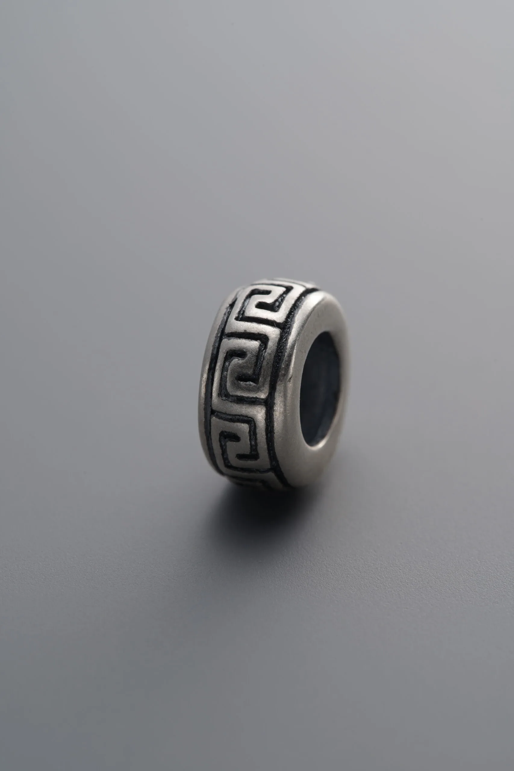 925 Sterling Silver-Antiqued-Key Pattern Spacer Bead-10mm - Image 3