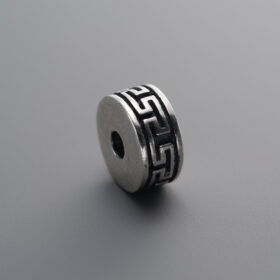 925 Silver-Vintage-Key Pattern Spacer Bead-8mm