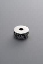925 Sterling Silver-Antiqued-Key Pattern Spacer Bead-8mm - Image 4