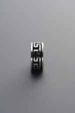 925 Sterling Silver-Antiqued-Key Pattern Spacer Bead-8mm - Image 3
