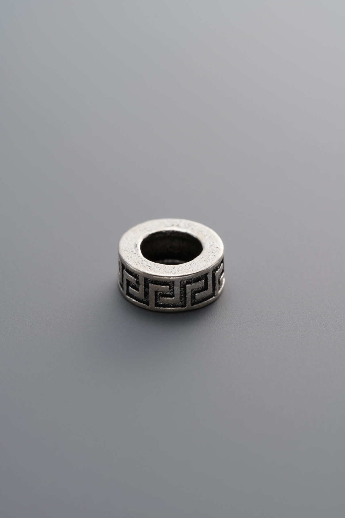 925 Sterling Silver-Antiqued-Key Pattern Spacer Bead-8mm - Image 4