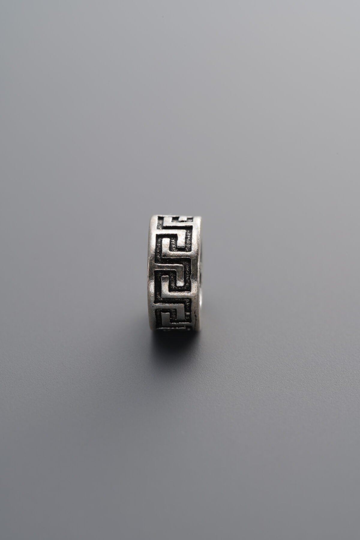 925 Sterling Silver-Antiqued-Key Pattern Spacer Bead-8mm - Image 3