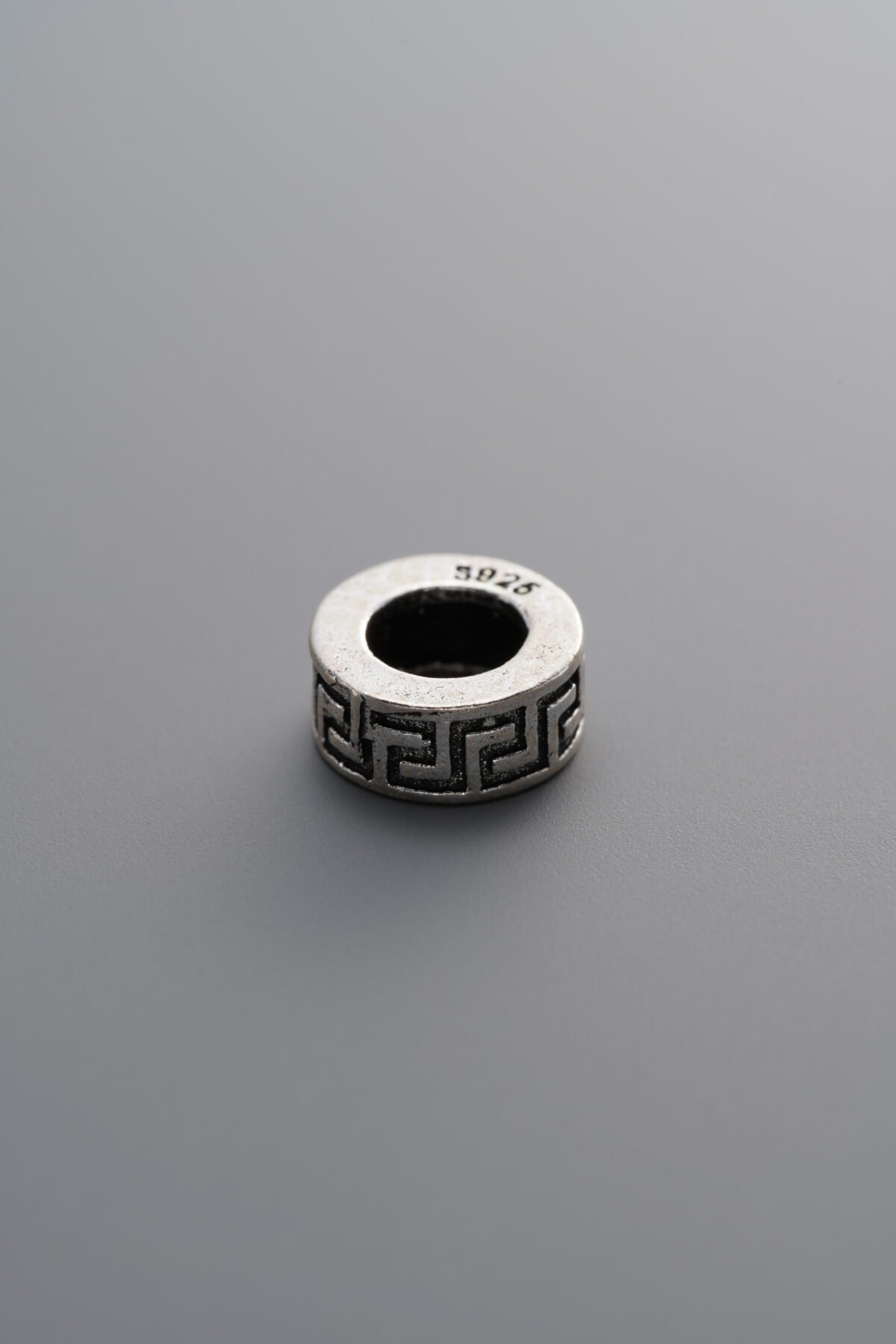 925 Sterling Silver-Antiqued-Key Pattern Spacer Bead-8mm - Image 2