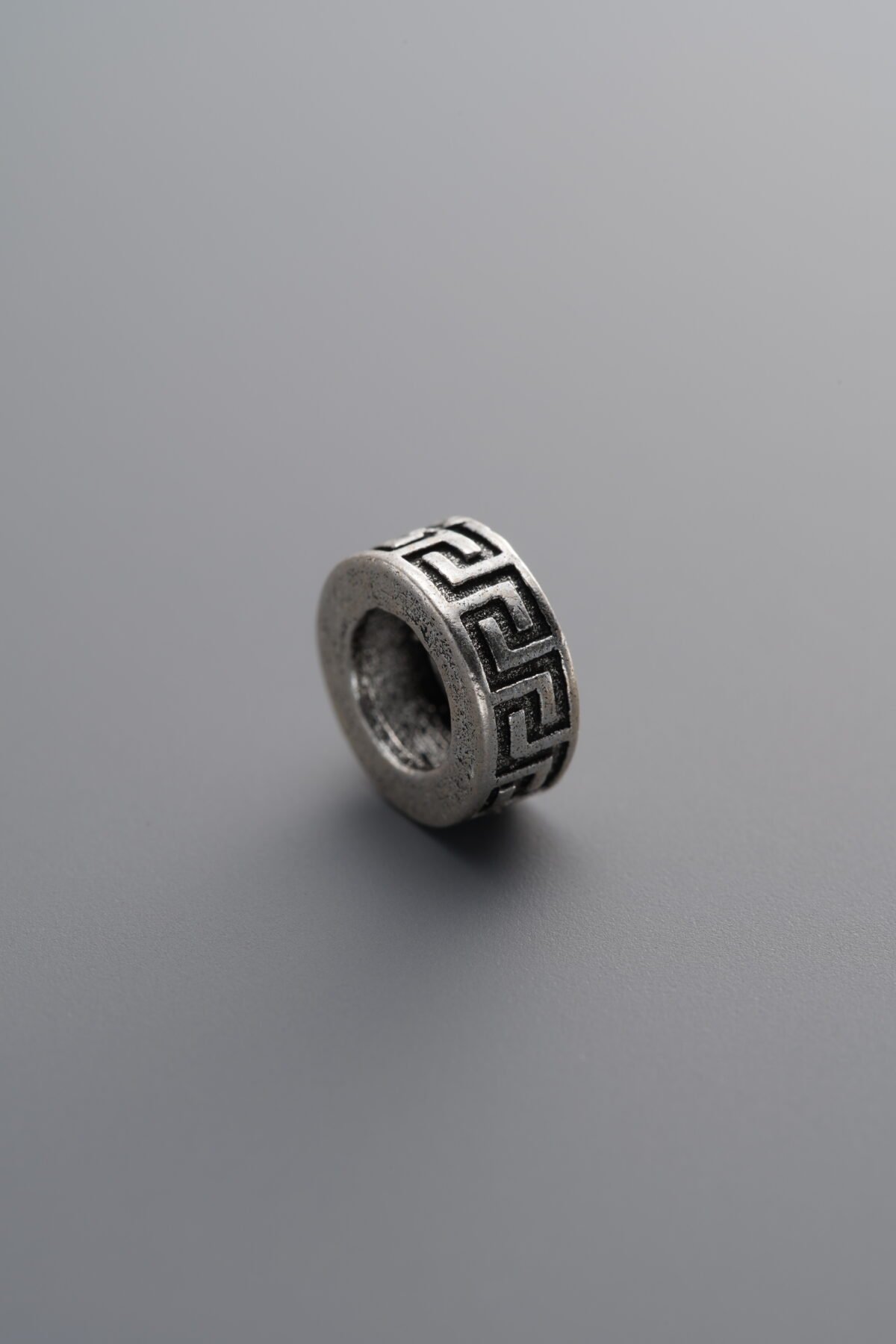 925 Sterling Silver-Antiqued-Key Pattern Spacer Bead-8mm - Image 1